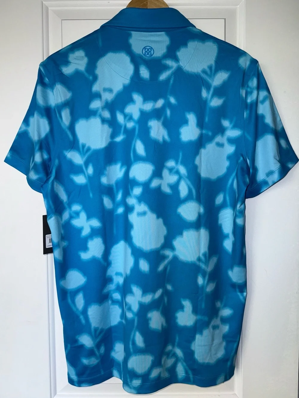 G/FORE NWT Blur Floral Tech Jersey Polo in Venetian Blue